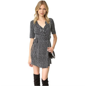Diane Von Furstenberg Savilla Silk Wrap Dress Size 4 Spotted Black White DVF